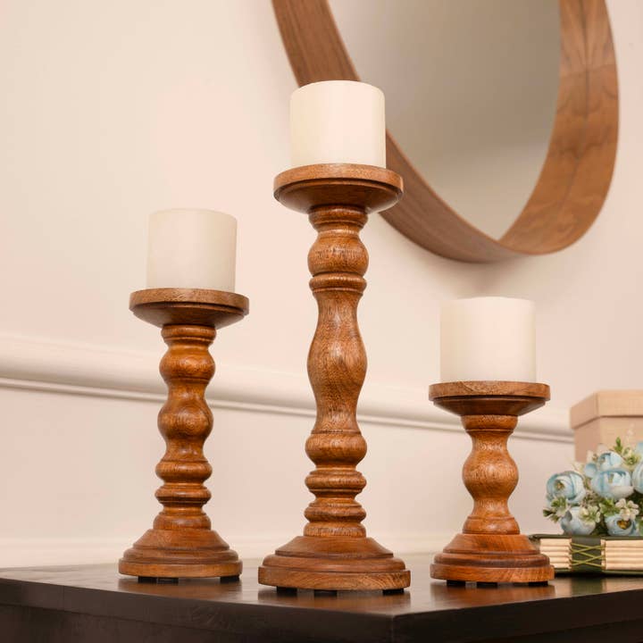 LuxeDesigns Co LLC - Wholesale Candle Holder - Wooden Candle Holders for Tall Pillar Candles Set of 36
