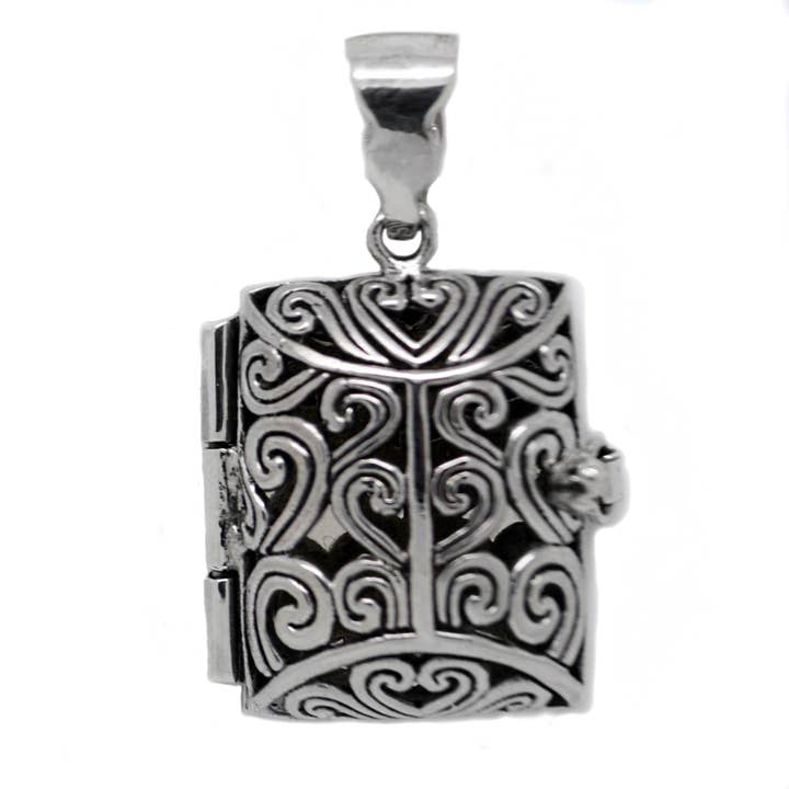 Sterling Silver Aromatherapy Filigree Locket Book Pendant for Essential Oils and other Purchase Wholesale essential oil pendants. Free Returns & Net 60 Terms on Faire trending on Faire.