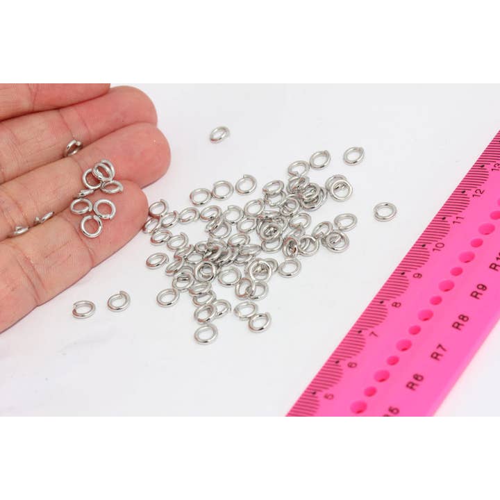 Rhodium Plated Jump Rings, Open rings, MTE969 for wholesale by QueenJewelryM