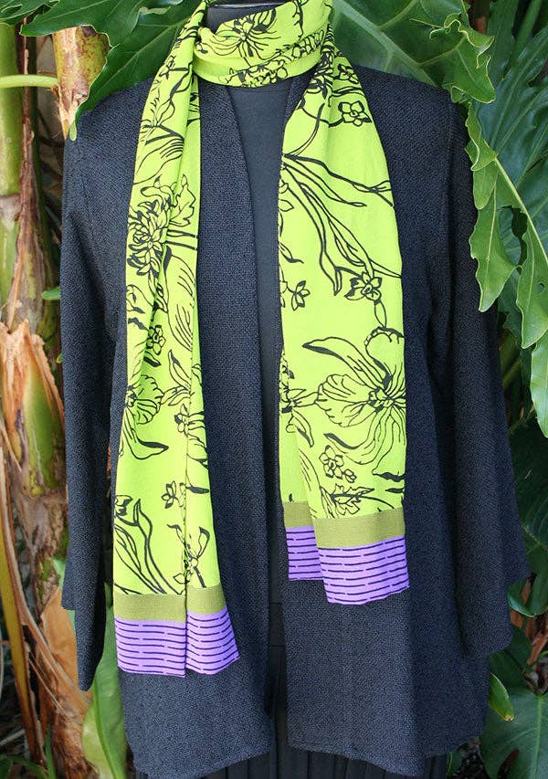 Orchid Garden Scarf - Lime for wholesale on Faire2