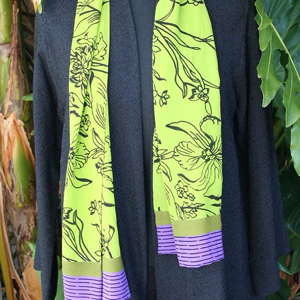 Orchid Garden Scarf - Lime for wholesale on Faire2
