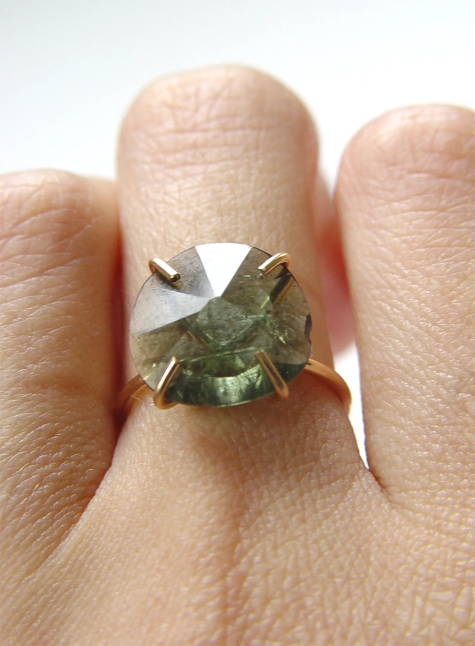 Friedasophie - Wholesale Single Stone/Solitaire Ring - Olive Green Moldavite 14k Gold Filled Ring2