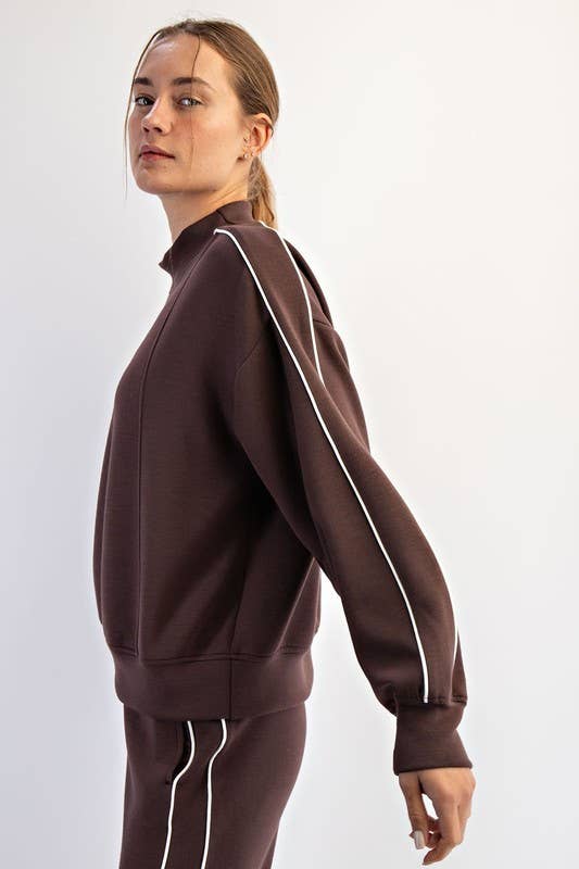 Sunday Morning - Vendita all'ingrosso Felpa - Donna - T540037-Top a Collo Alto in Modal Scuba con Due Righe a Contrasto22