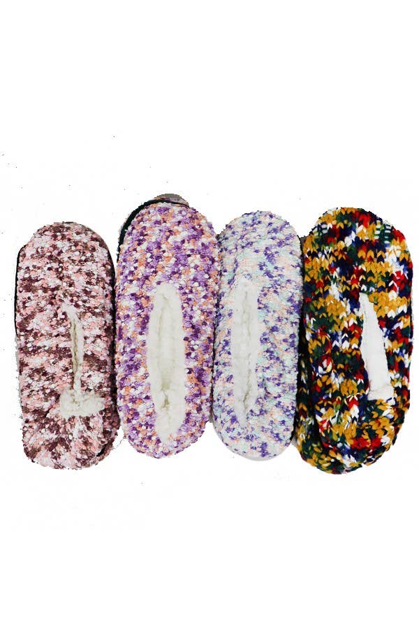 ASSORTED Mix Tone Thread Knit Plush Fleece Slippers for wholesale on Faire0