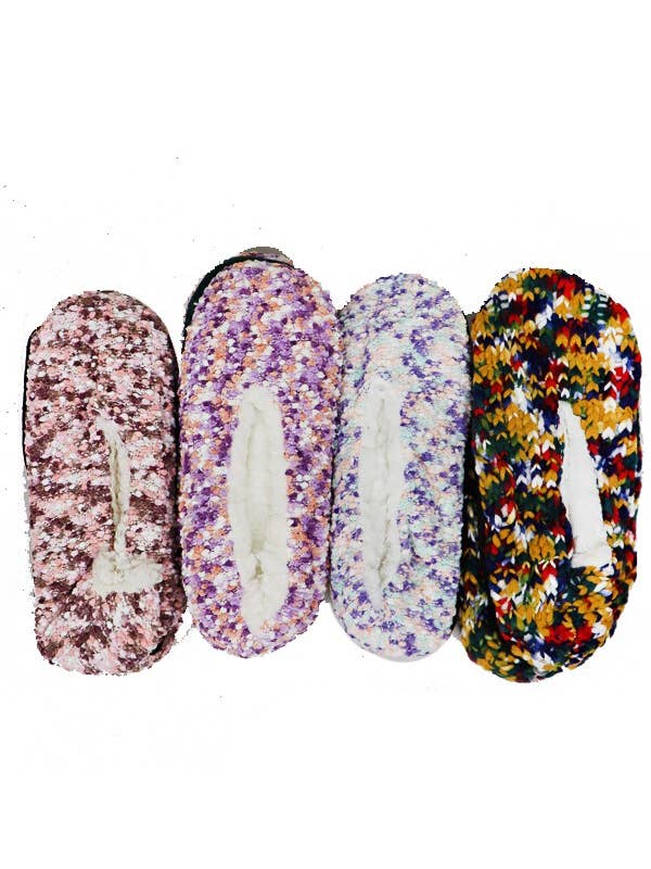 ASSORTED Mix Tone Thread Knit Plush Fleece Slippers for wholesale on Faire