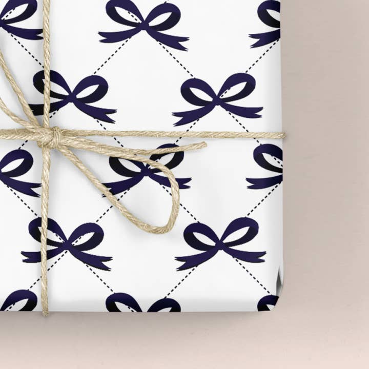 Wrapping Paper / Gift Wrap - Classic Blue Bow for wholesale by Pixel & Bloom