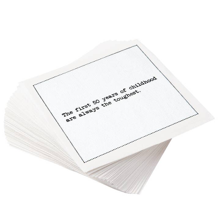 Five Star Napkins Inc. - Wholesale Disposable Napkin - 50th Birthday Quotes - White Cotton Cocktail Napkins x 501