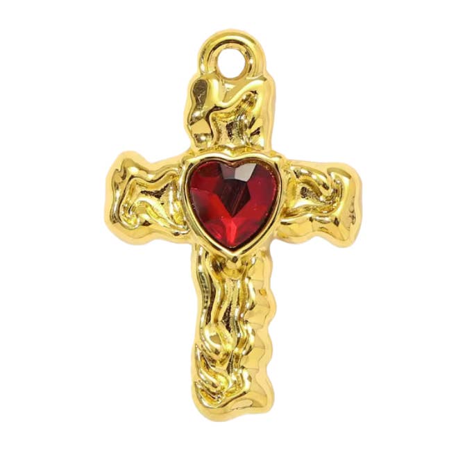 Heart Cross Charm Gold for wholesale by Coco Luna Collection