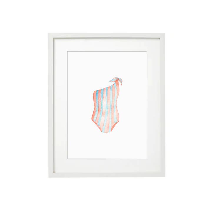 Vintage Swimsuit Watercolor Art Print - Stripe -11x14 for wholesale by Rebecca Green Design