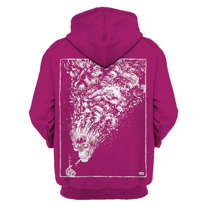 Man on Fire Unisex Pullover Hoody in Fuchsia for wholesale by Godmachine