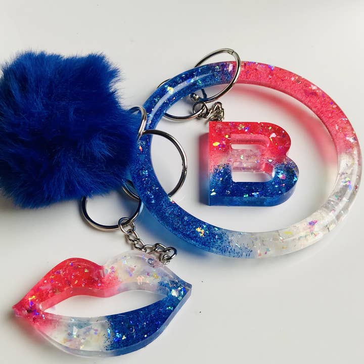 Conjunto de pulseira de chaveiro vermelho, branco e azul por atacado de Shop Drip Express