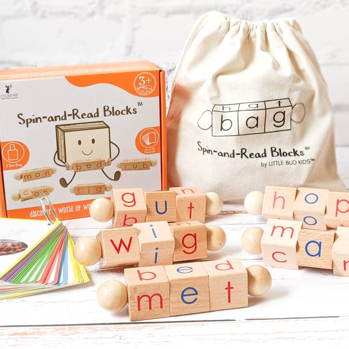 Little Bud Kids - Wholesale Learning Cards - Kids & Baby - Spin-and-Read Montessori Phonics Reading Blocks & CVC Cards5