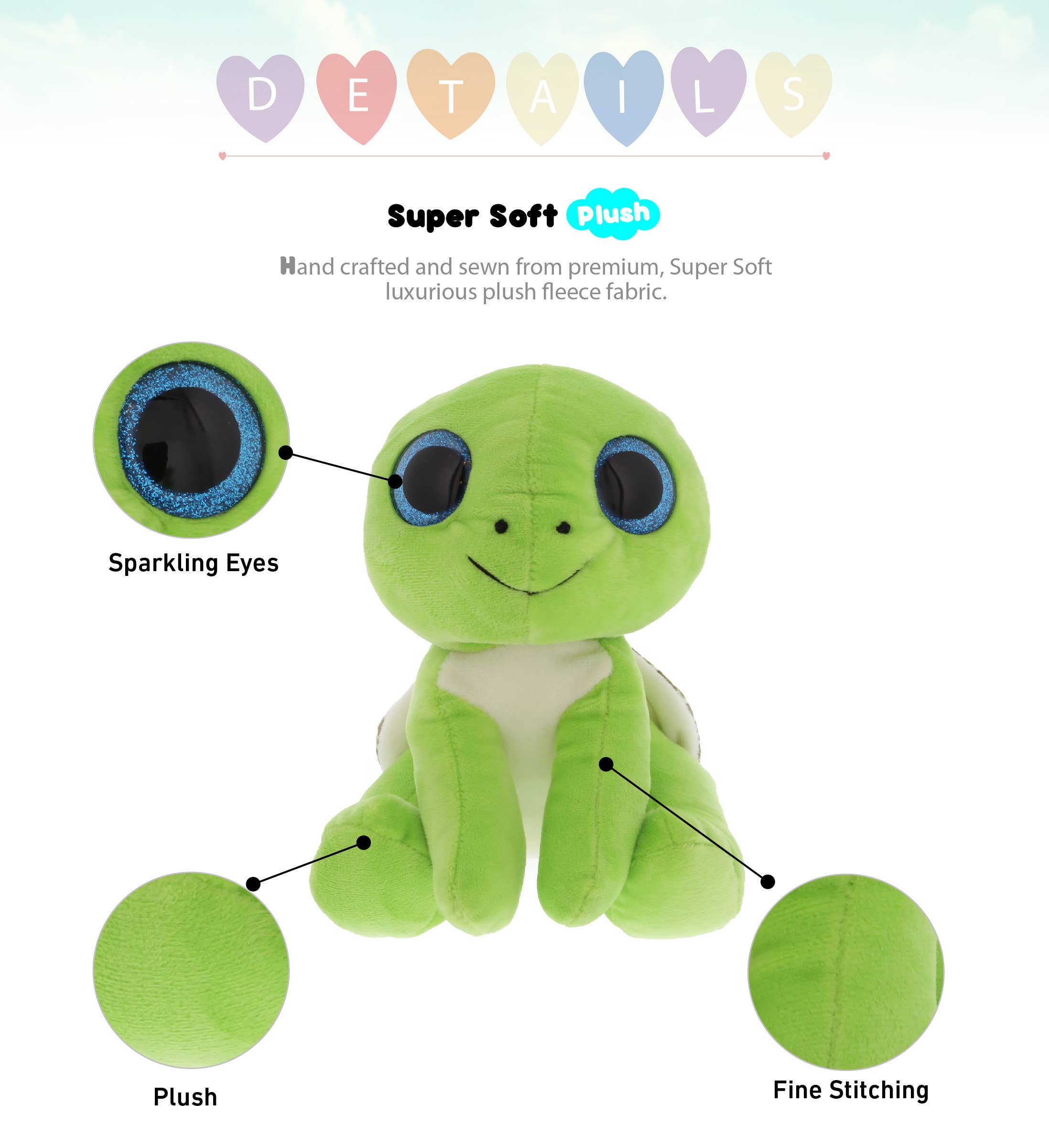 Cota Global – wholesale Stuffed/plush toy – Kids & baby – Sparkle Eyes Plush - Small Green Sea Turtle1