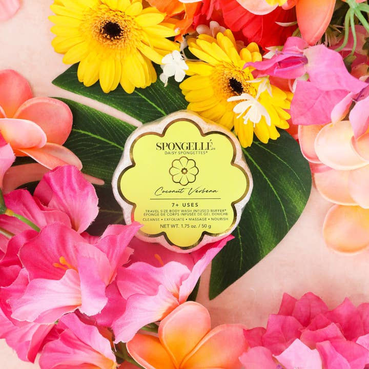 Spongellé - Wholesale Bath Pouf/Sponge - Coconut Verbena Daisy Spongette  | Soap Sponge | Soap Buffer