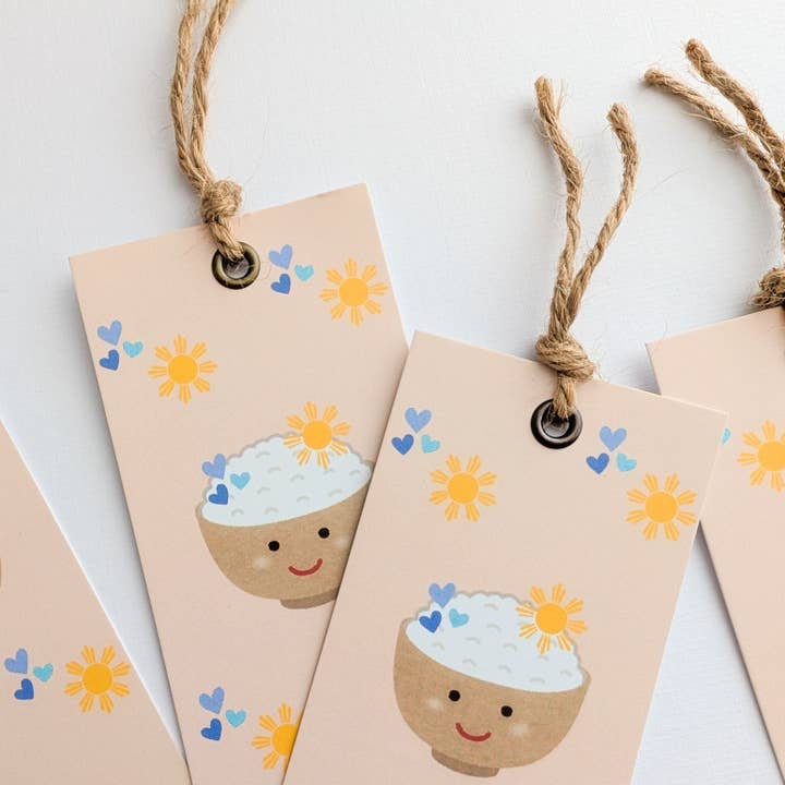 Happy Rice Bowl Bookmark Cute for wholesale by Paper Picture Mama