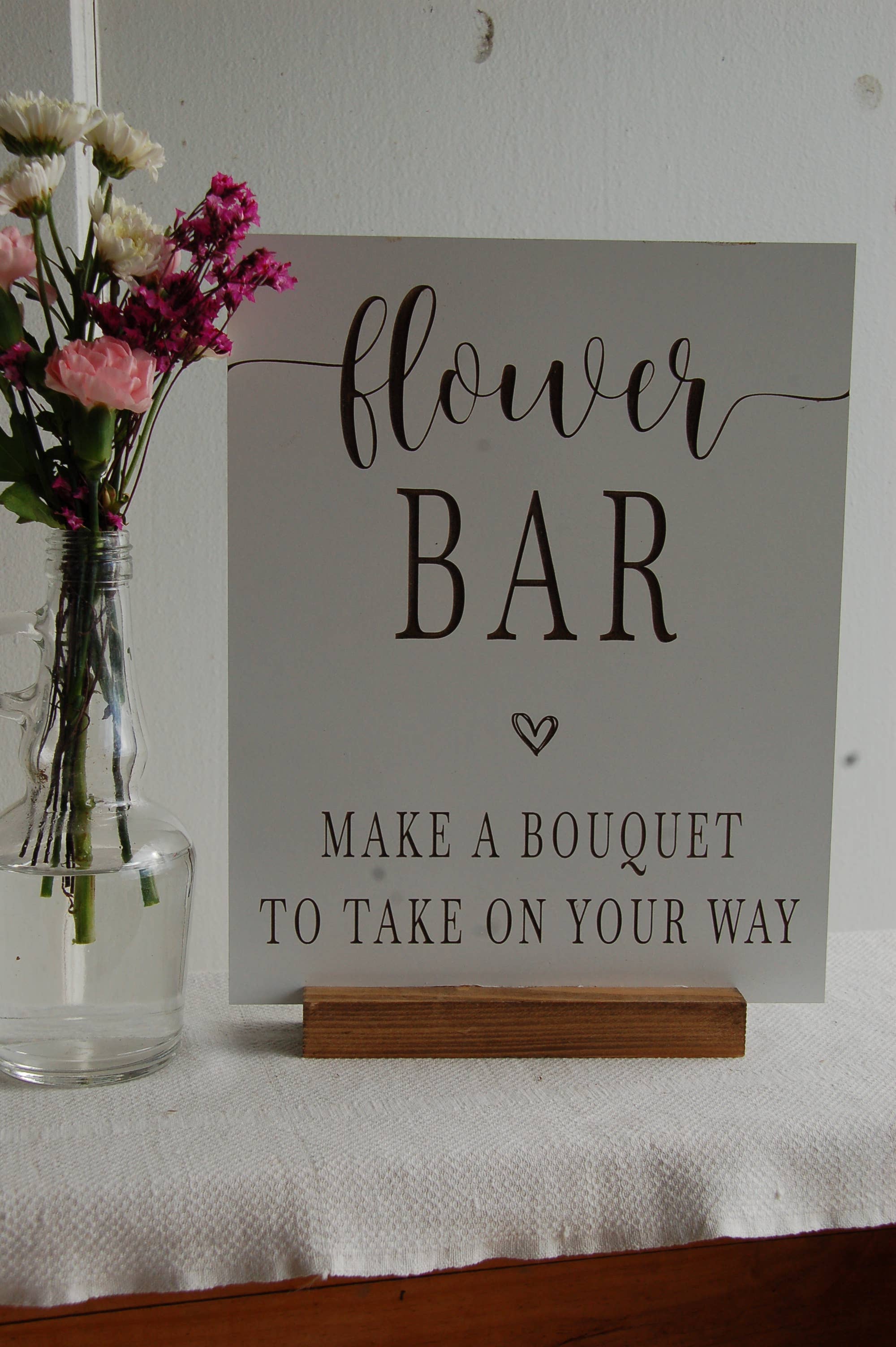 KendollMade - Wholesale Sign - Engraved Wood “Flower Bar” Sign – Rustic Party Favor Station1