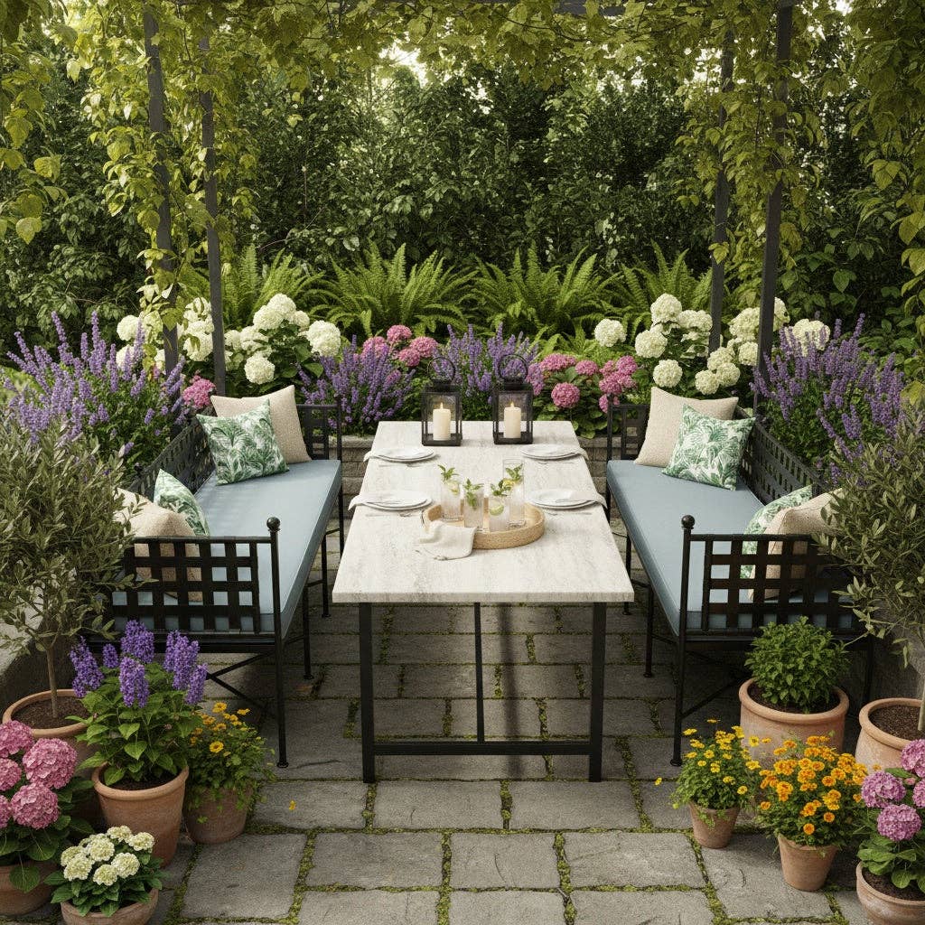 LOOMLAN – Großhandel Bänke – Provence Sunbrella Gartenbank für den Außenbereich2