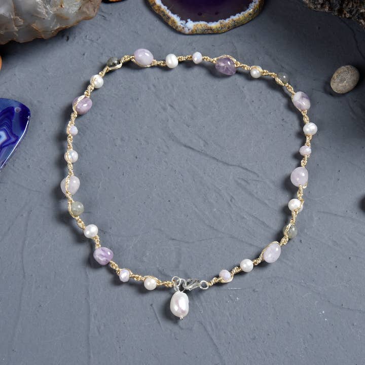 IST Jewelry - Wholesale Choker/Collar - Gemstones Cultured Pearl Twist Knot Choker/Bracelet