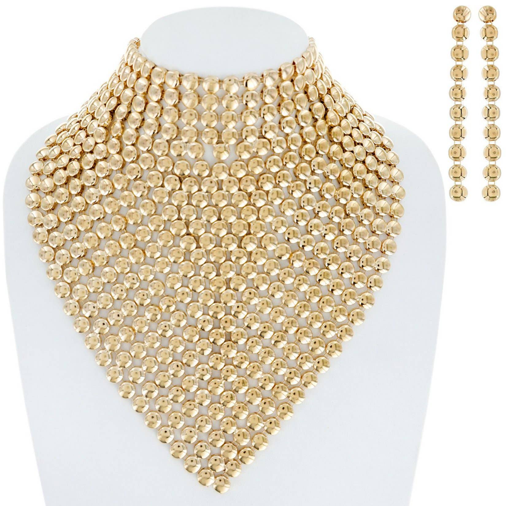 SP Sophia Collection - Wholesale Jewelry Set - Large Embellished Bib Necklace & Earring Set0