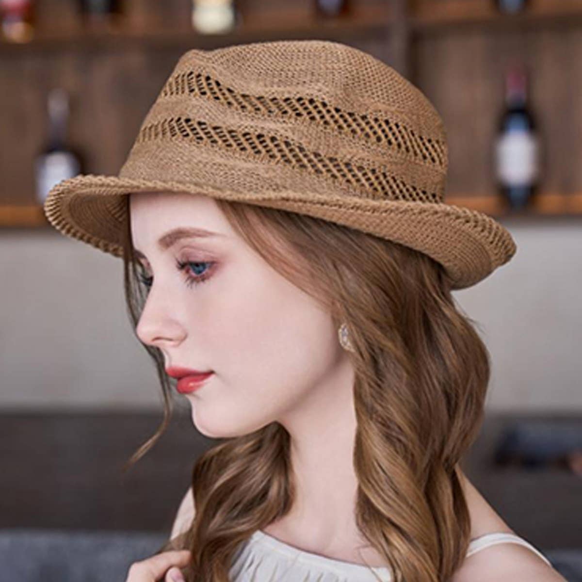 Brown STRAW SUN PROTECTION BUCKET HAT_CWAH1332 for wholesale on Faire4