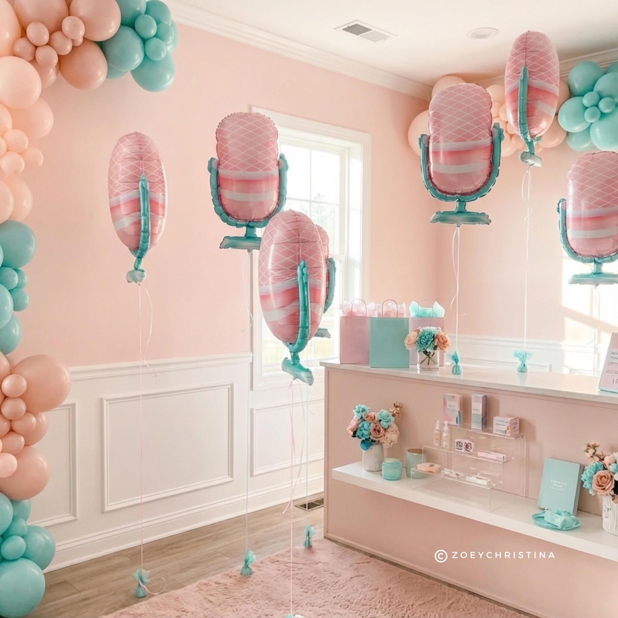 Zoey Christina - Wholesale Ballon - Microfoon Folieballon – 23" x 35" (Pastel Feestontwerp)5