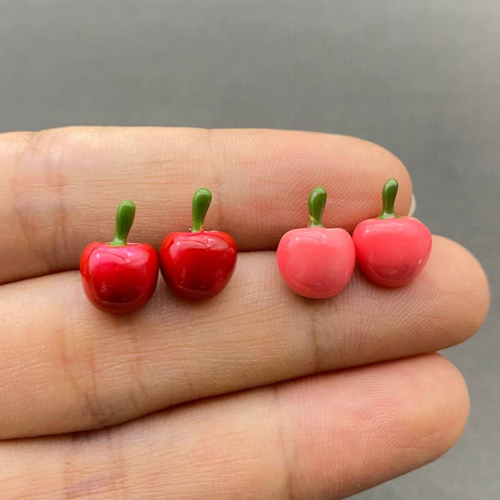 Enamel Apple Ear Studs for wholesale by Mio Queena