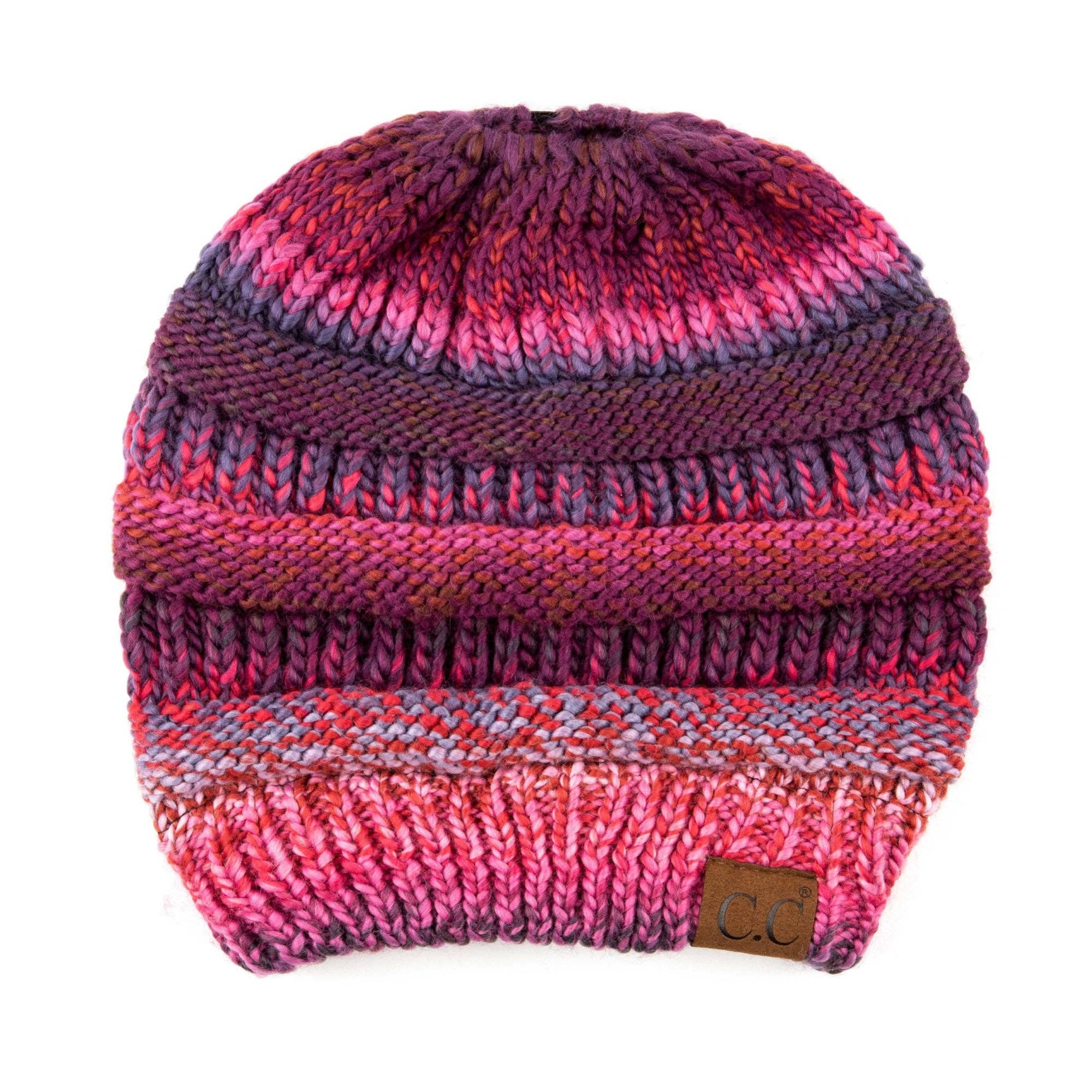 Truly Contagious - Wholesale Beanie - Women's - CC Bun/Pony Multi Colored Striped Beanie ( MB-705 )1