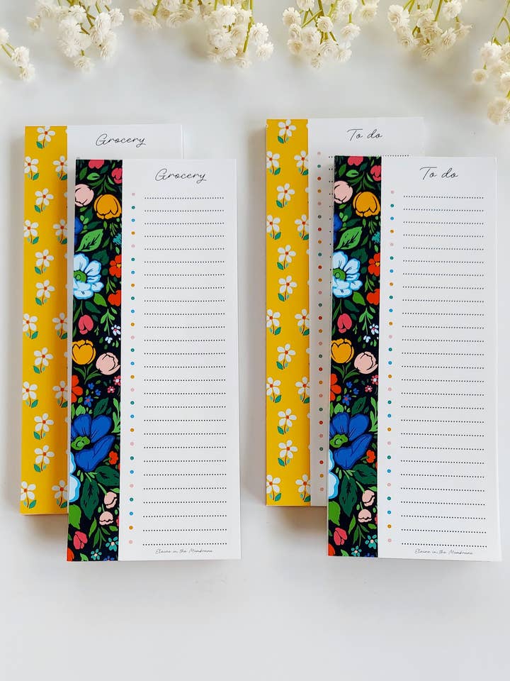 Bloc-notes à faire, liste de courses, liste de choses à faire, bloc-notes à fleurs pour la vente par Elaine in the Membrane