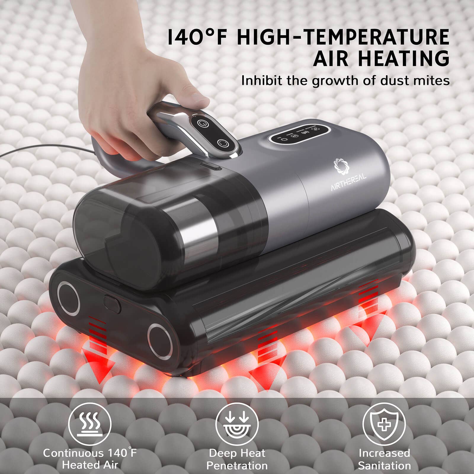 Airthereal - Vente Appareil technologique portable - Aspirateur à main pour matelas M1 UV5
