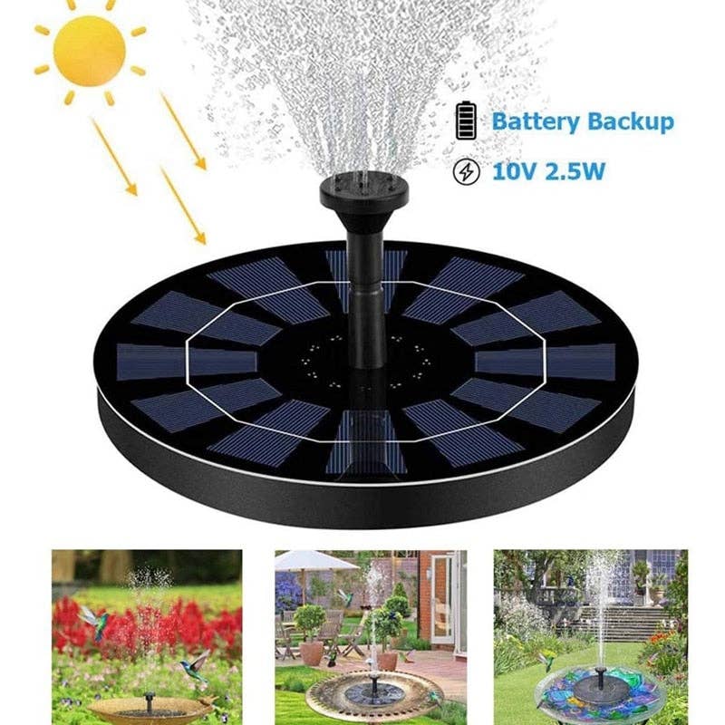 OutdoorSolarOutlet – wholesale Outdoor ornament/decor – Solar Fountain Pump 2.5W Circle Floating Solar Water Fountains Pump Built-in Battery Backup with 6 Nozzles1