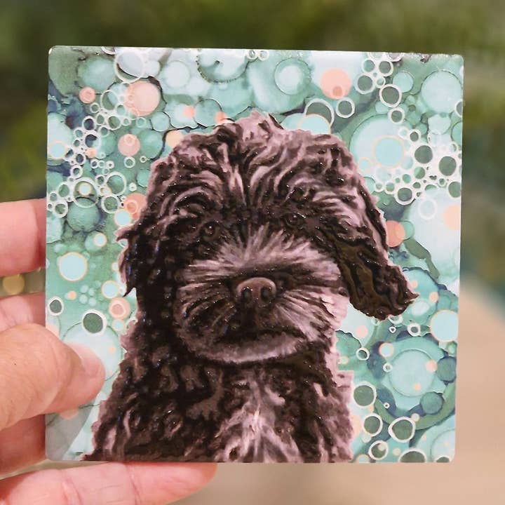 121-C Zwarte Cockerpoo Hond Onderzetter voor wholesale door By Jo Crafts