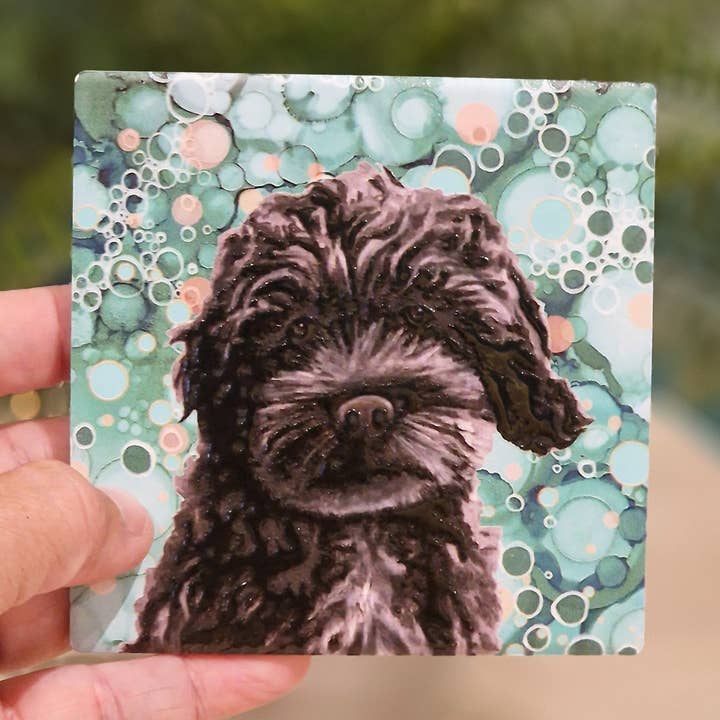121-C Black Cockerpoo Dog Coaster for wholesale by By Jo Crafts