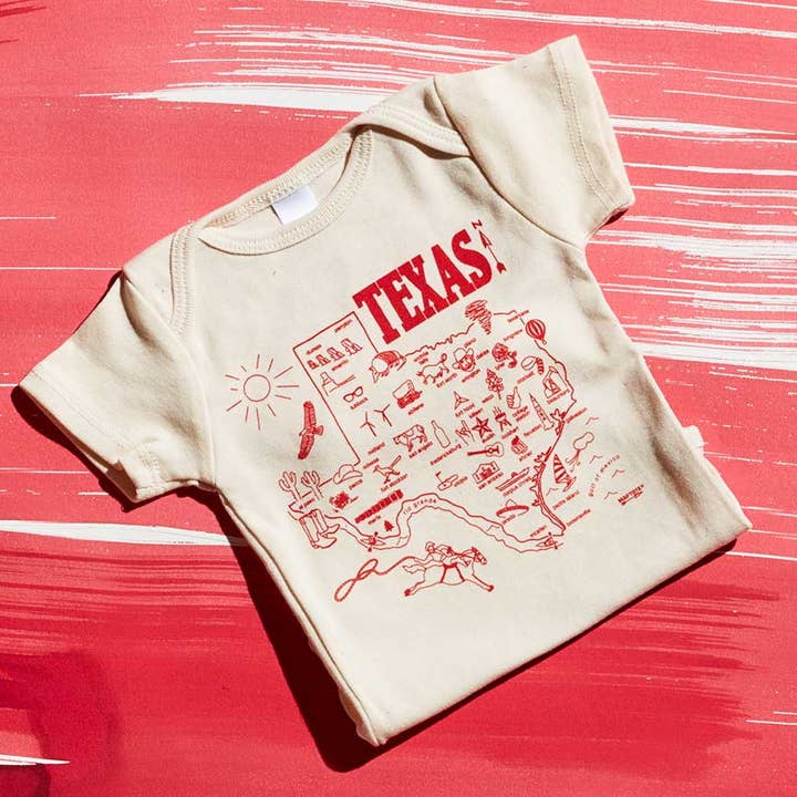 Maptote - Wholesale Bodysuit (Non-Footed) - Baby - Texas Baby One-Piece – State Map, Organic Cotton, USA Made1