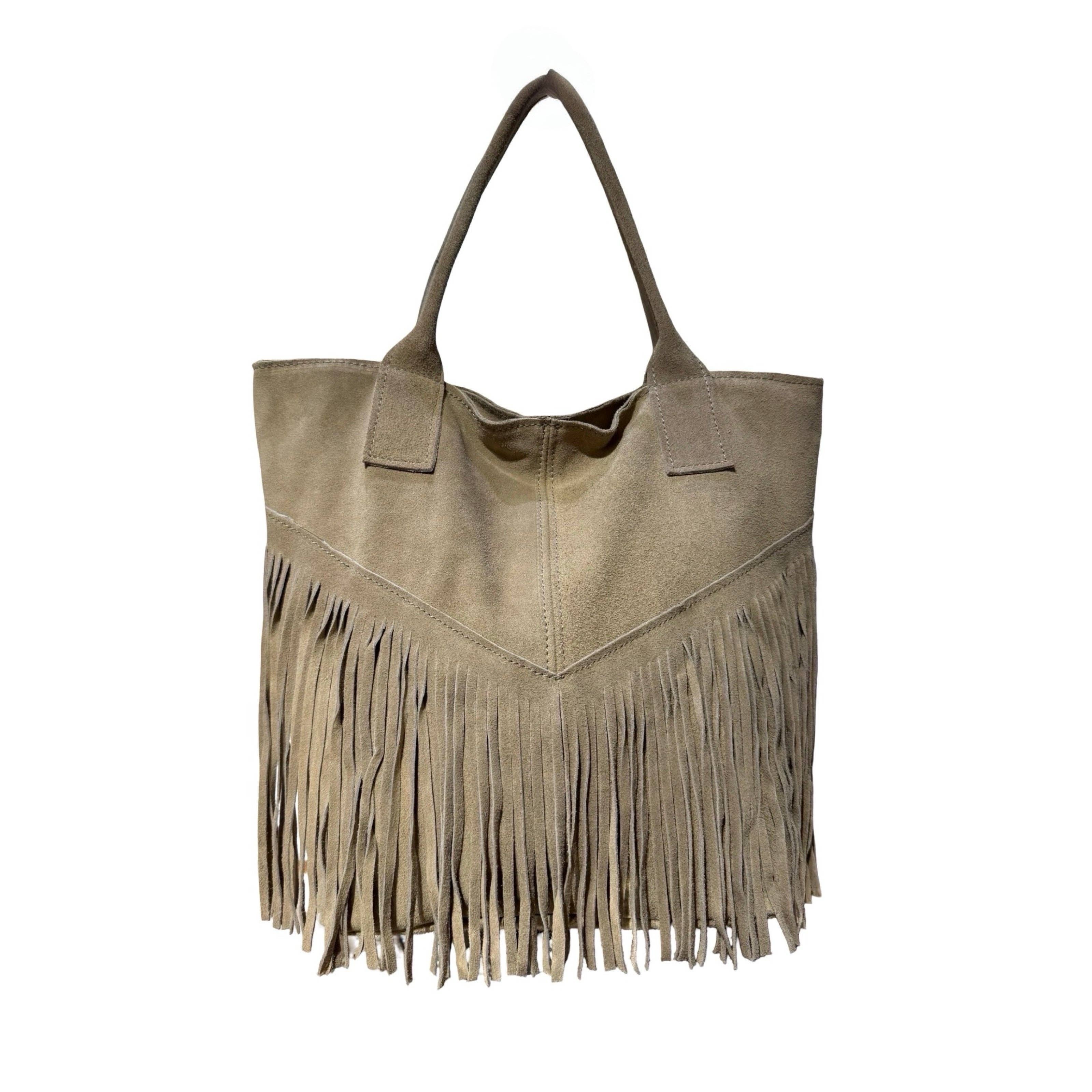 Louisa lee – Großhandel Schultertasche – Damen – Sierra Wildleder-Umhängetasche mit Fransen2