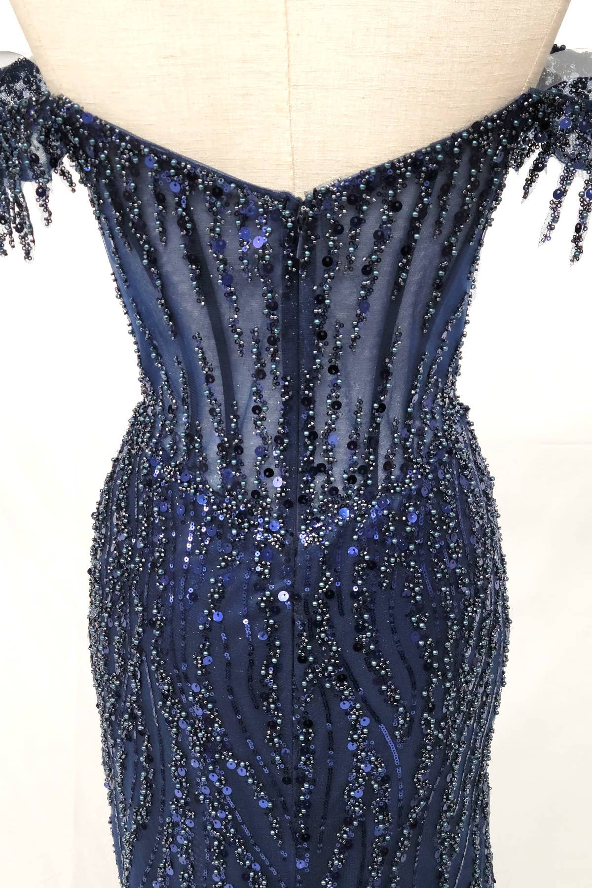 Chicas - Wholesale Gown - Women's - Off the Shoulder Sequin and Bead Long Dress C33140