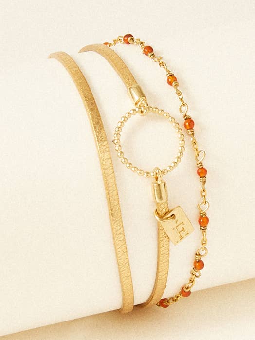 Lederen armband met ketting - Yvonne voor wholesale door FlowersforZoe