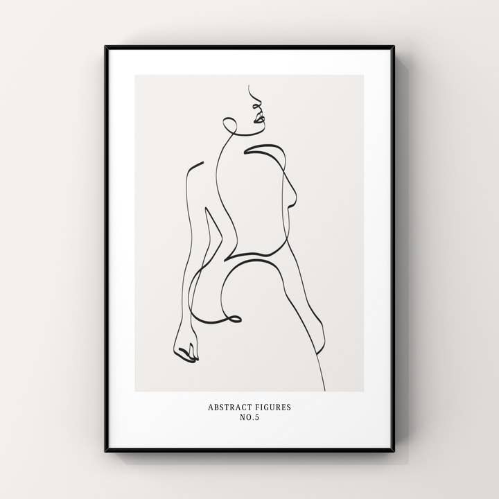 Figure astratte n. 5, arte al tratto, amor proprio, corpo positivo per la vendita all'ingrosso da parte di UK Print Studio