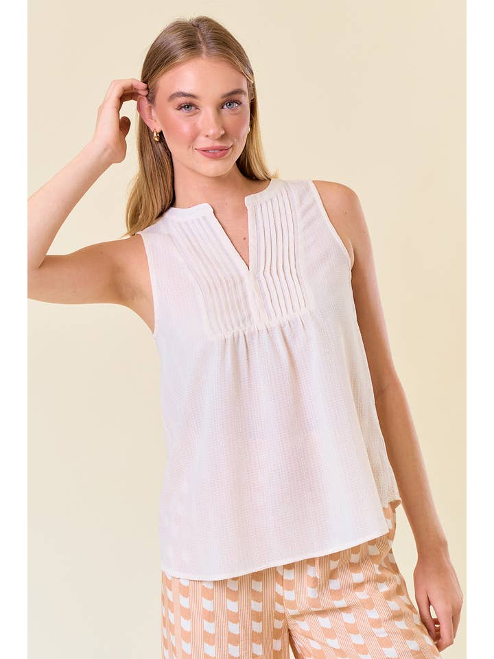 Doe and Rae - Venta al por mayor Blusa - Mujer - TOP TEJIDO SIN MANGAS CON CUELLO EN V - 44310T1