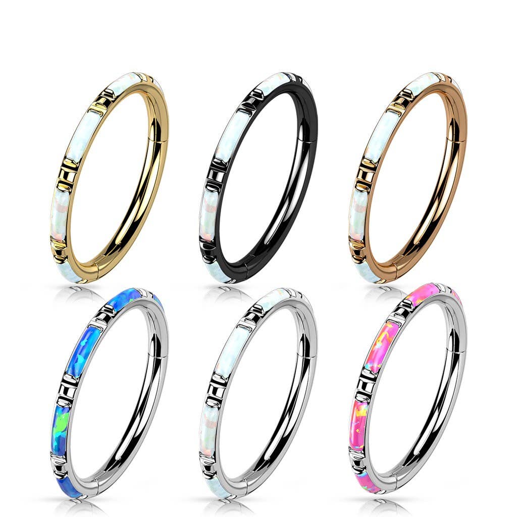 Elara Body Jewelry - Wholesale Single Earring - Gold Opal Conch or Helix Earring (16G | 8mm or 10mm | Titanium | Several Color Options)0