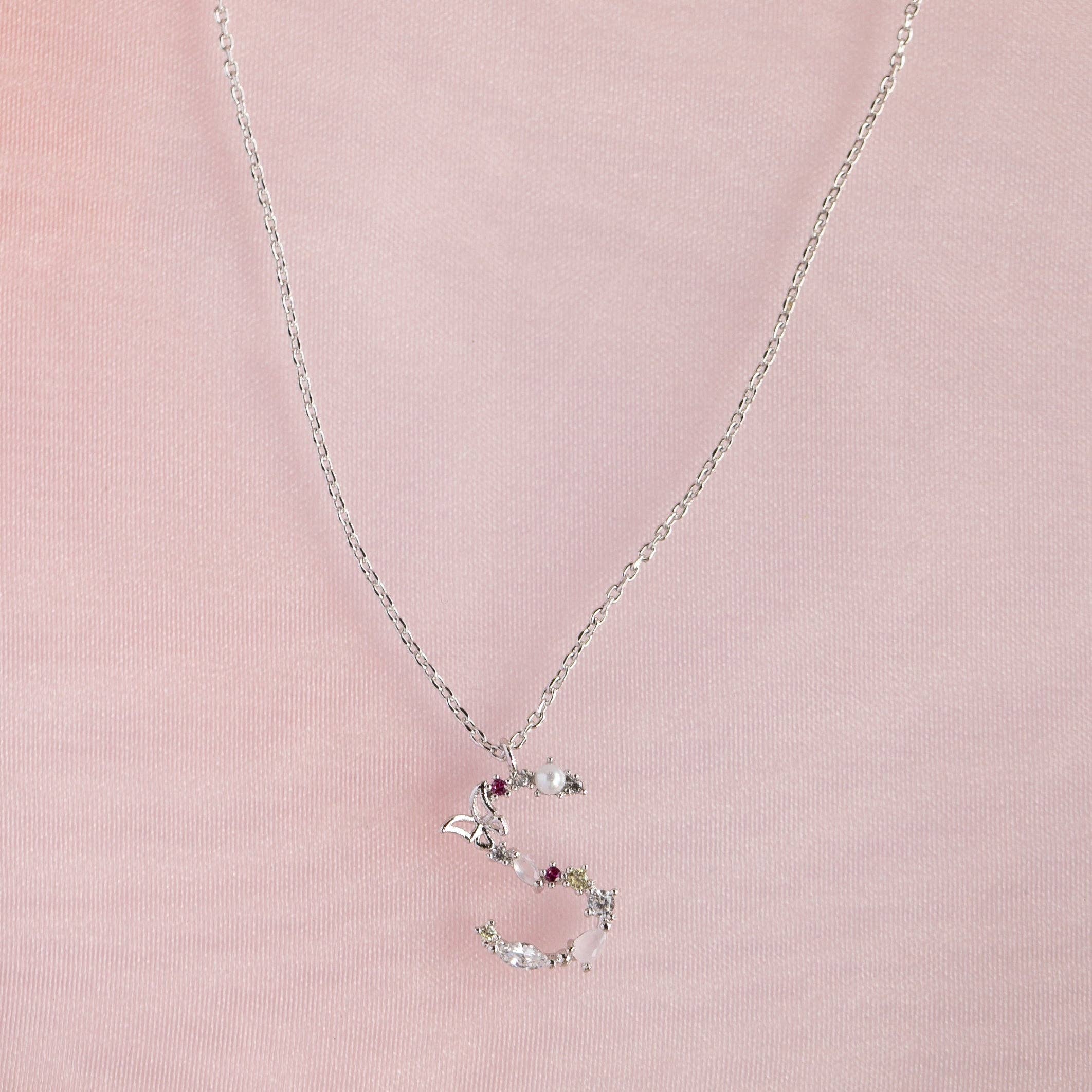 Girls Crew – wholesale Pendant/charm necklace – Flutterfly Stone Initial Necklace32