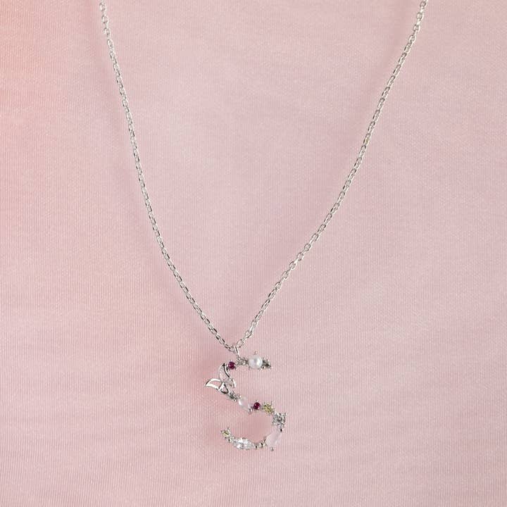 Girls Crew – wholesale Pendant/charm necklace – Flutterfly Stone Initial Necklace32