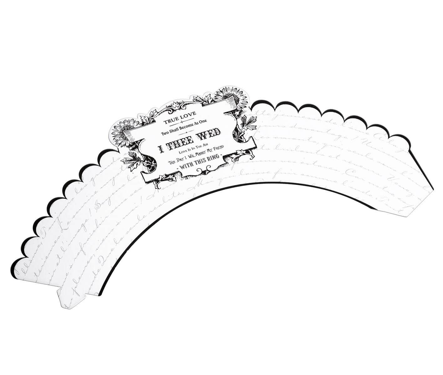 Lillian Rose - Wholesale Food Storage Wrap/Bag - 12 Black and White I Thee Wed Cupcake Wrappers1