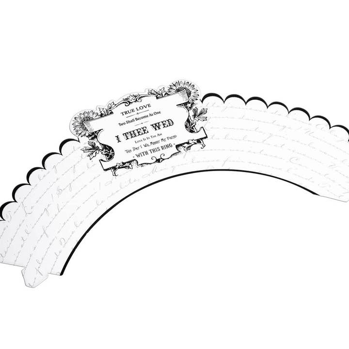 Lillian Rose - Wholesale Food Storage Wrap/Bag - 12 Black and White I Thee Wed Cupcake Wrappers1