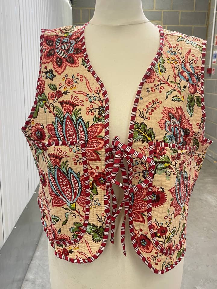 100% Quilted Cotton Reversible Waist Coat - One size for wholesale by Funky Yak Ltd