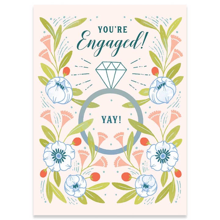 ENGAGEMENT RING ENGAGEMENT GREETING CARD 4.5 x 6.25" for wholesale by Calypso Cards LLC