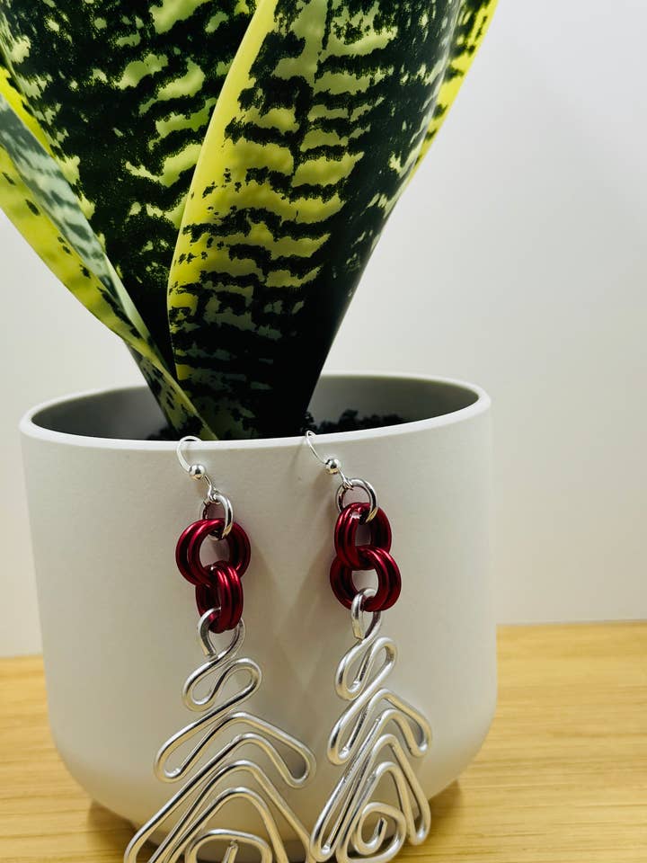 Pendientes tribales de plata y alambre rojo con gancho de plata de ley (Copia) para venta al por mayor de Jewelry With Me