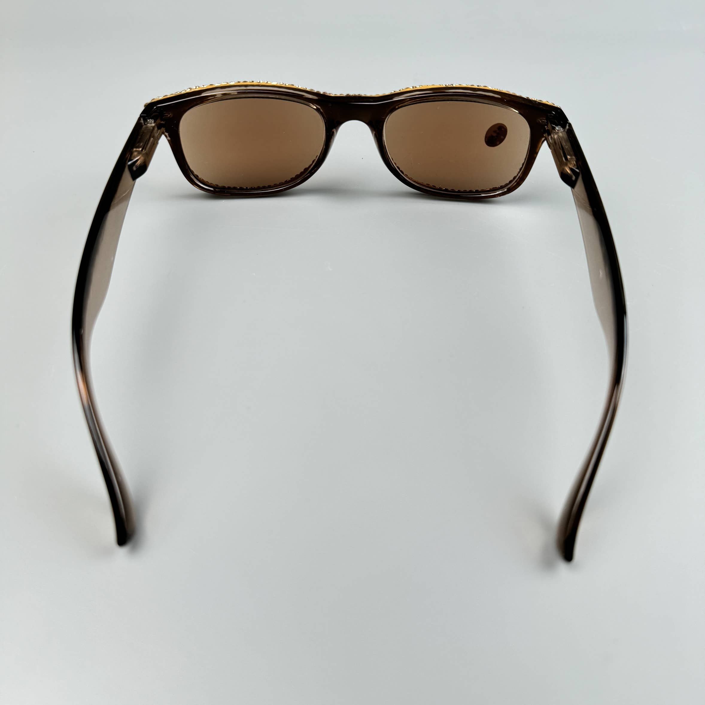 Ole - Wholesale Sunglasses - Women's - Rhinestone Rectangle Sun Reader G0486 - Gold2