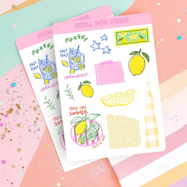 Lemon Theme Stickers, Junk Journaling Stickers, Stationery for wholesale by Cotswold Transfers