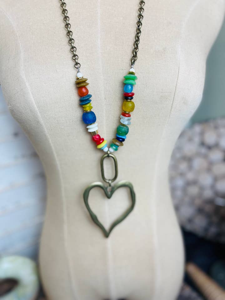 Colorful Sea Glass Heart - Neck for wholesale by Scooples Jewelry