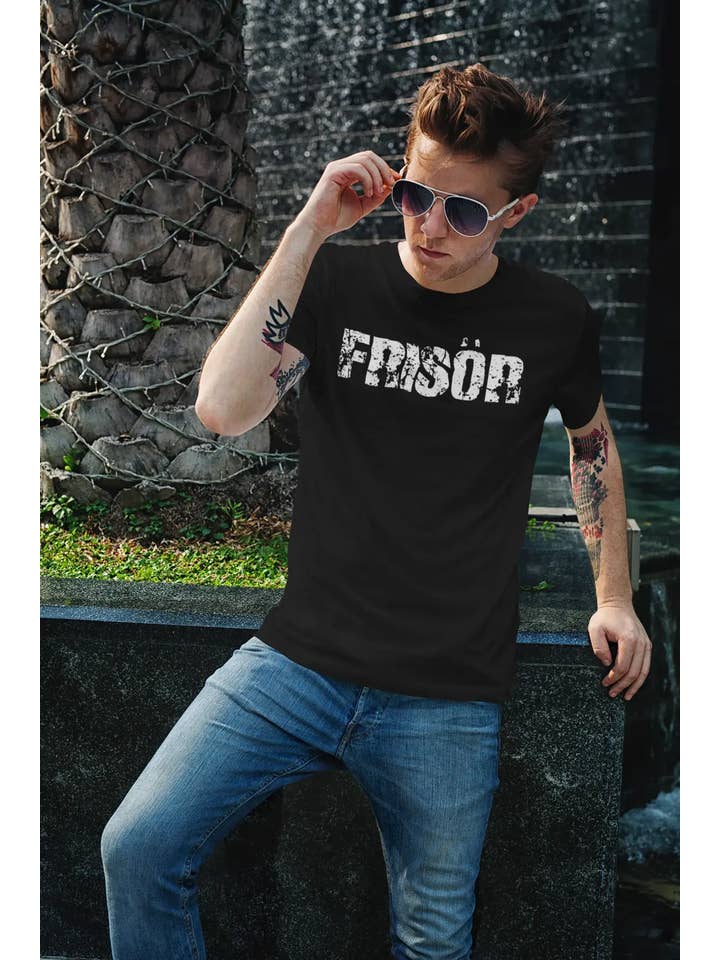 frisör Men's T shirt Black Birthday Gift 00548 for wholesale on Faire1